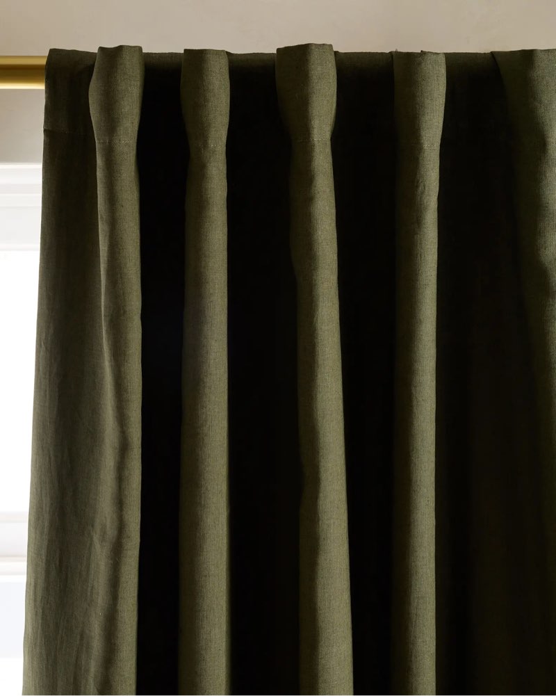 ( 1panel) quince european linen room darkening curtain - single panel 48x120 colo hunter green