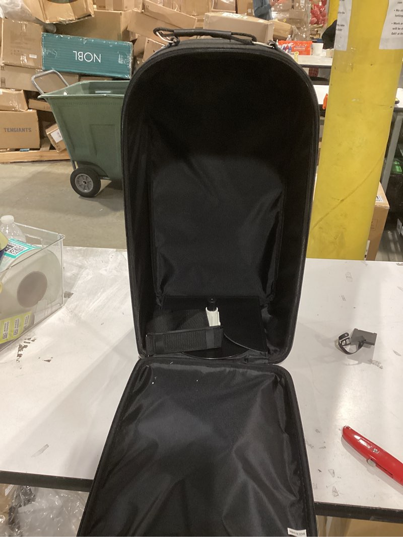 Condition photo showing As Is for Extra Large Wig Travel Box with Top Handle, Shoulder Strap & Double Zipper, Carrying Case with Removable Head-Holding Base - (Denim Black) by Adolfo Design