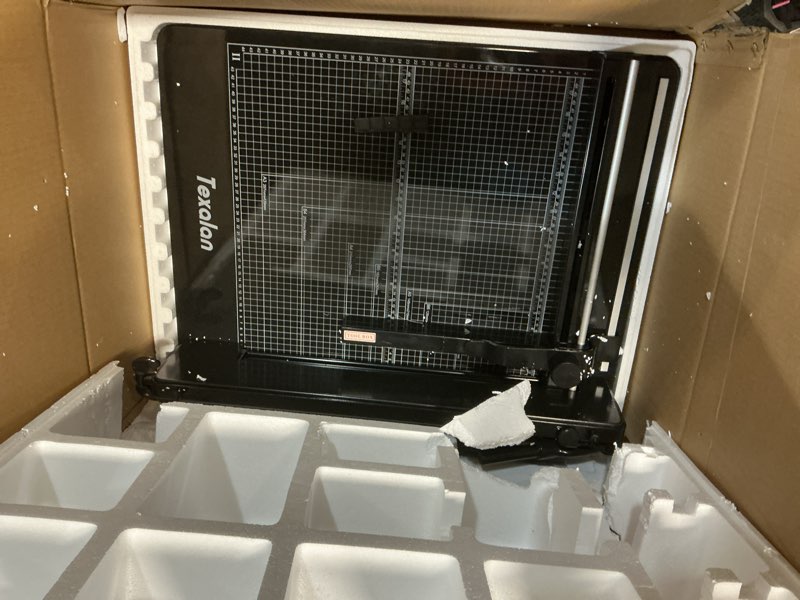 Condition photo showing As Is for TEXALAN(R) Heavy Duty Guillotine Paper Cutter Black 400 Sheets Stack Paper Trimmer (A3-17'' Paper Cutter)