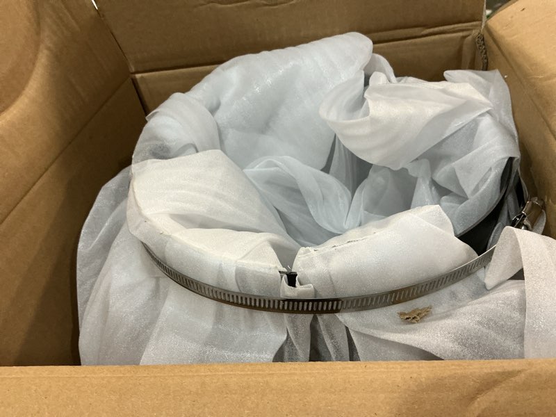 Condition photo showing Good Condition for 10 inch hooded wall vent with screen, damper, 8-1/4" length duct, 14 gauge steel vent covers for wall, wall vent cover for residential housing and industrial facilities air exhaust, black