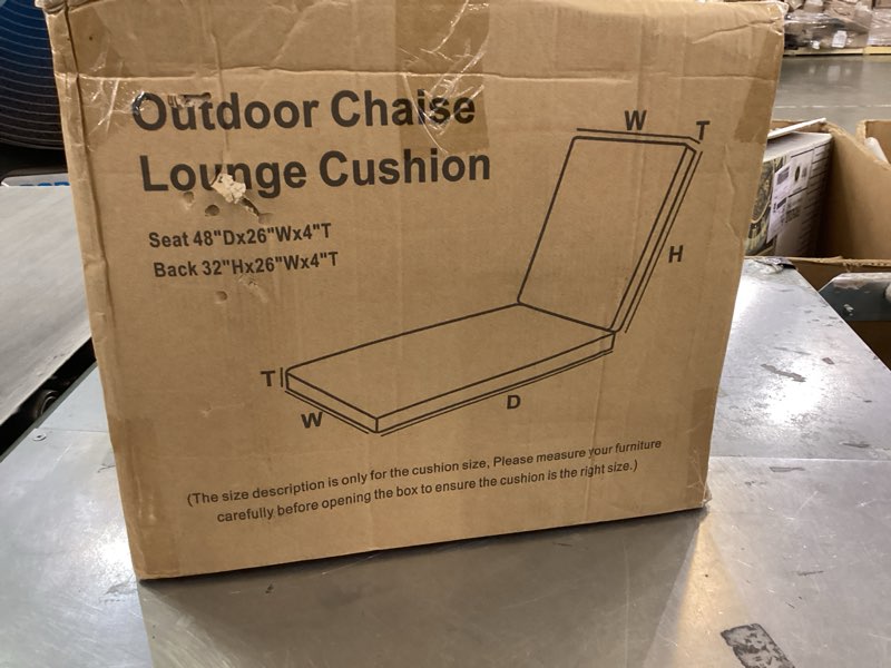 Outdoor Chaise Lounge Cushion Seat 48\"Dx26\"Wx4\"T Back 32\"Hx26\"Wx4\"T