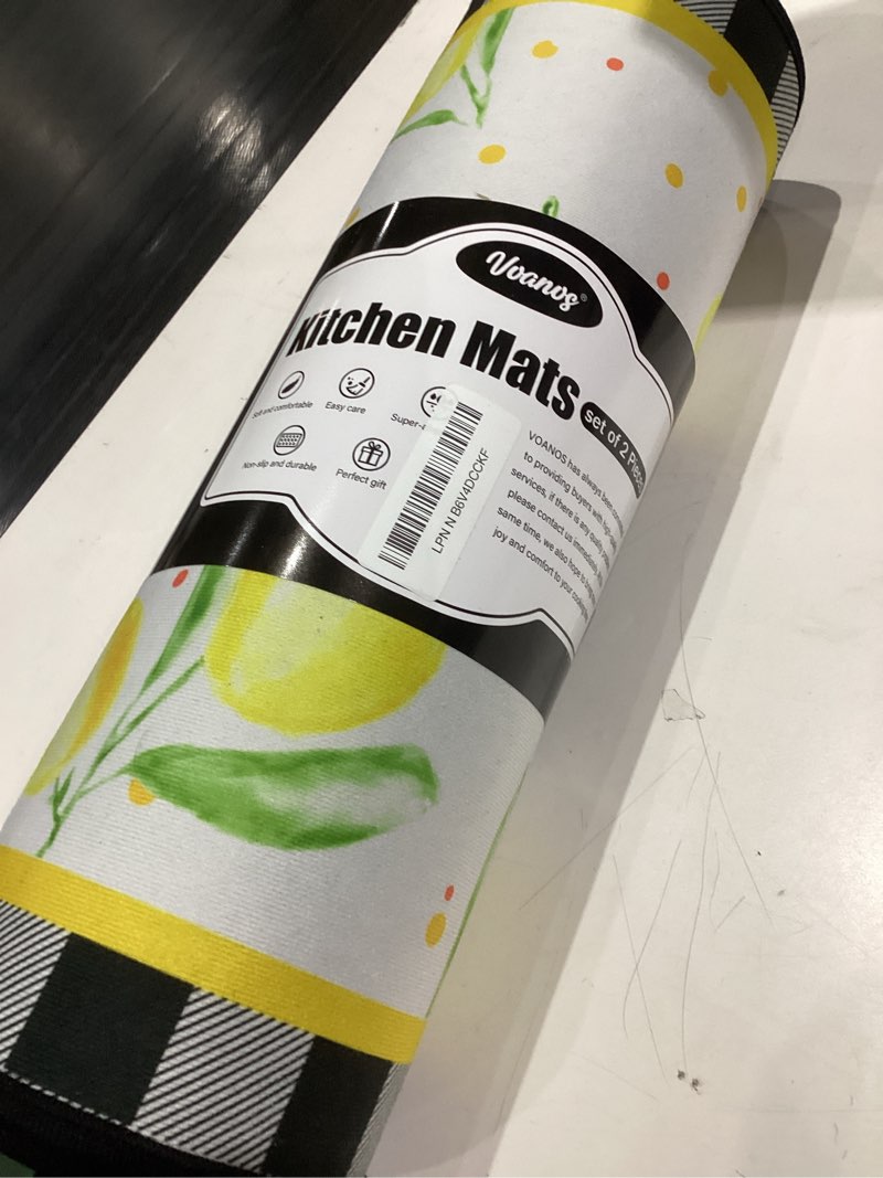 Condition photo showing Good Condition for Lemon Kitchen Rugs,Non Skid Washable Microfiber mats for kitchen floor, Lemon Truck Theme Kitchen Cushioned Runner Rug Decor Sets of 2 pieces,17"x 47"+17"x 30" Lemon 17"x47"+17"x30"