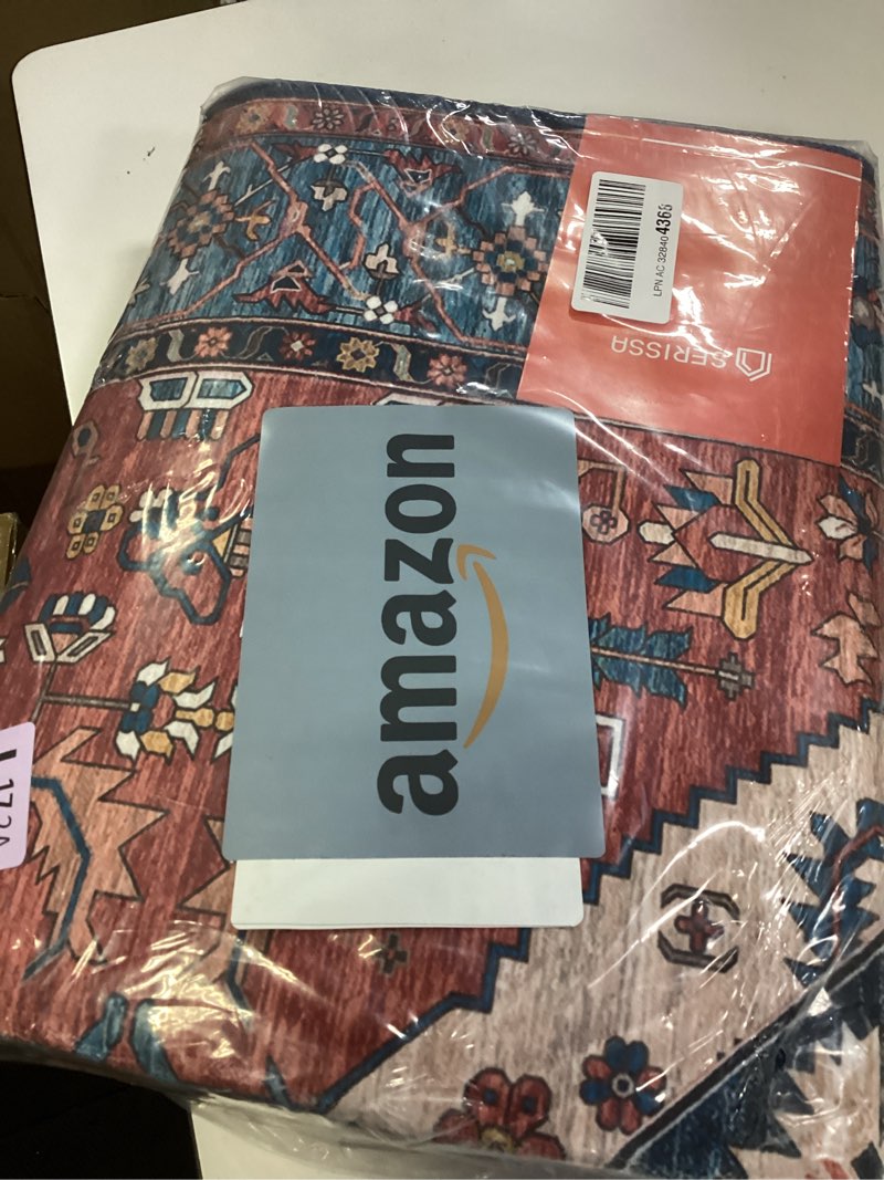 Condition photo showing Good Condition for SERISSA Runner Rug for Hallways, 2'6"x10' Washable Non Slip Kitchen Runner Rug, Long Boho Rug Vintage Rust Hallway Stair Ultra Soft Print Floor Carpet for Bedroom Bathroom Laundry Room 2'6" x 10' (Runner) Rust/Multi