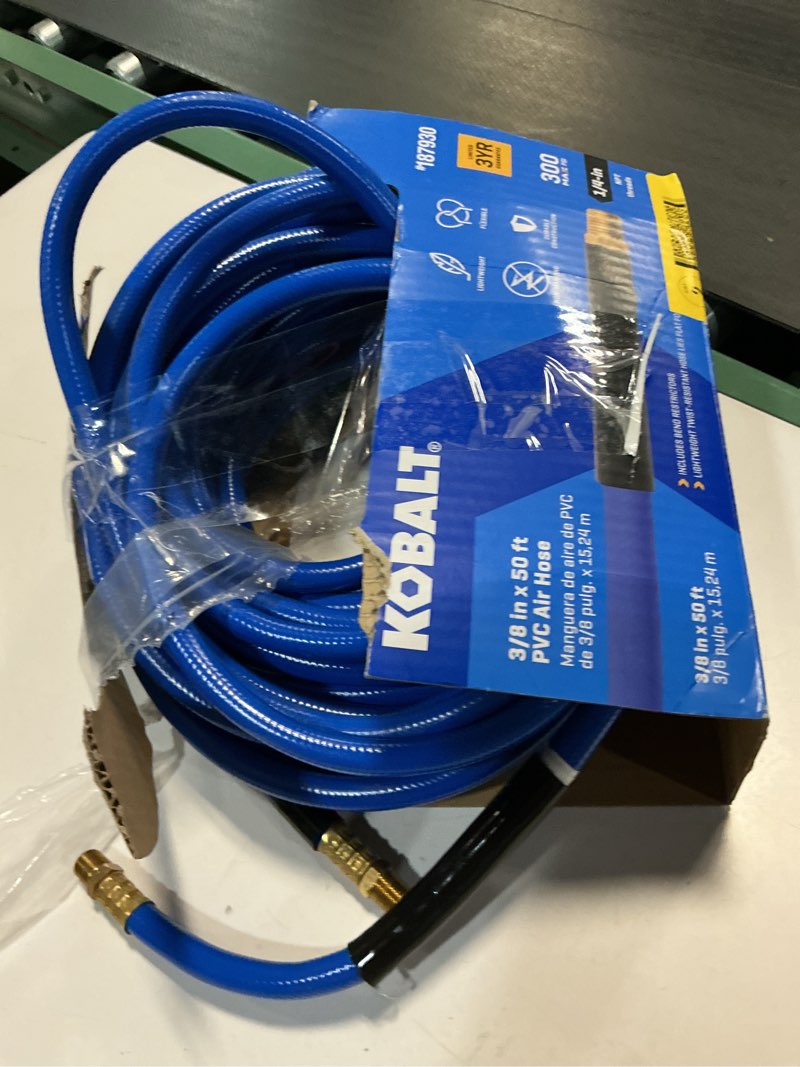 Condition photo showing As Is for Kobalt - SGY-AIR63JH - 3/8-in x 50-ft Blue PVC Air Hose - Orange
