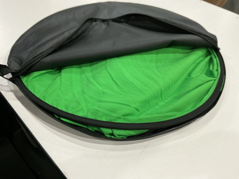 Condition photo showing Good Condition for portable green screen chair, 57 in greenscreen backdrop with stand double sided foldable green background, chroma key, for photography streaming gaming photo zoom video chats and meeting