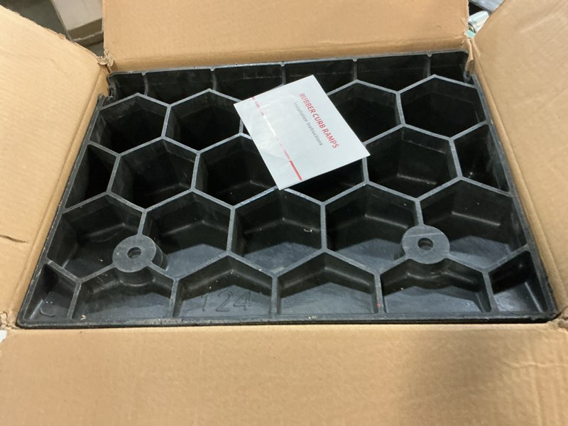 Condition photo showing Good Condition for rubber curb ramps for driveway curb ramps for sidewalks door ramps for thresholds heavy duty 2 pack 5 inch rise ramps for wheelchairs shed ramp for riding mower 7000lbs powersport loading 5"inch