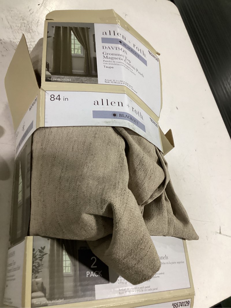Condition photo showing As Is for h.versailtex linen 100% blackout curtains for bedroom full light blocking curtains, textured window curtain for living room 84 inch grommet, energy efficient curtains white liner(2 panels, natural) natural 52"w x 84"l (pack of 2)