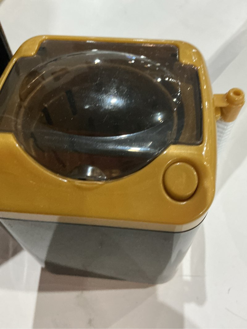Condition photo showing As Is for electric mini washing machine, mini simulation washing machine cosmetic tool cleansing machine children toy gift, gold