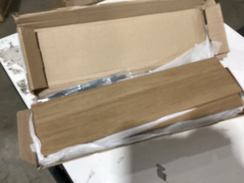 Condition photo showing Good Condition for 3-piece invisible floating shelves set, wall mounted storage, 21.5" long and 20 lbs capacity, sturdy metal with protective coating, oak