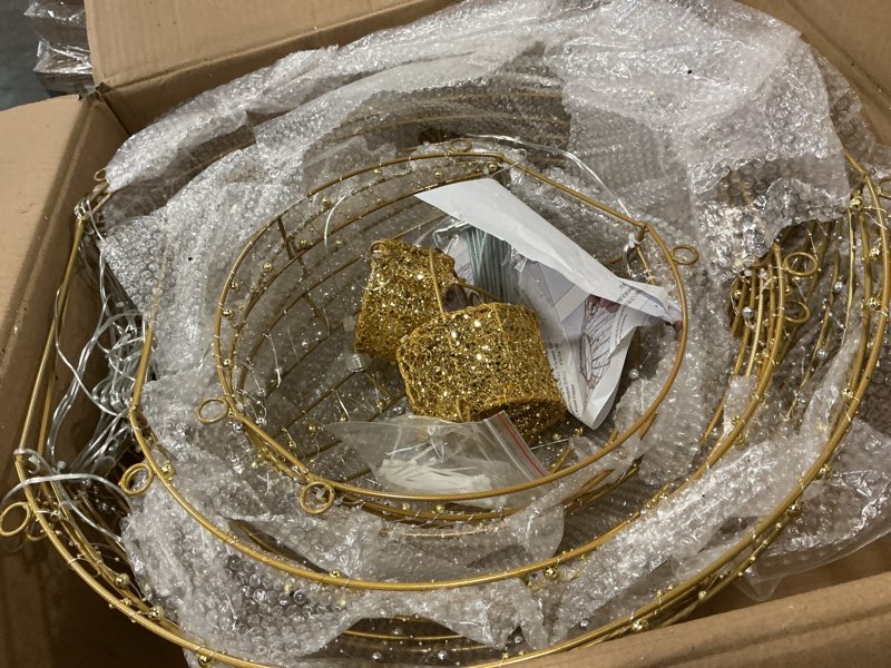 Condition photo showing As Is for Christmas LED Light Balls, 3 Pack Hanging Ball Lights, Lighted Sphere Outdoor Decorations, Warm White & White Lights