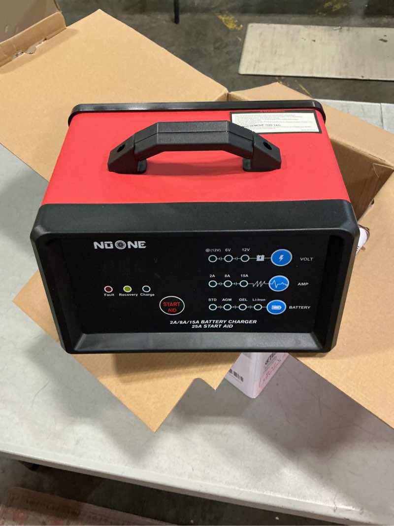Condition photo showing New/Like New for noone smart car battery charger: 2/8/15a battery chargers 6v/12v boat battery chargers with engine start, metal shell, winter mode, suitable for agm, efb,agm, lead acid, lithium (lifepo4) batteries 2a/8a/15a
