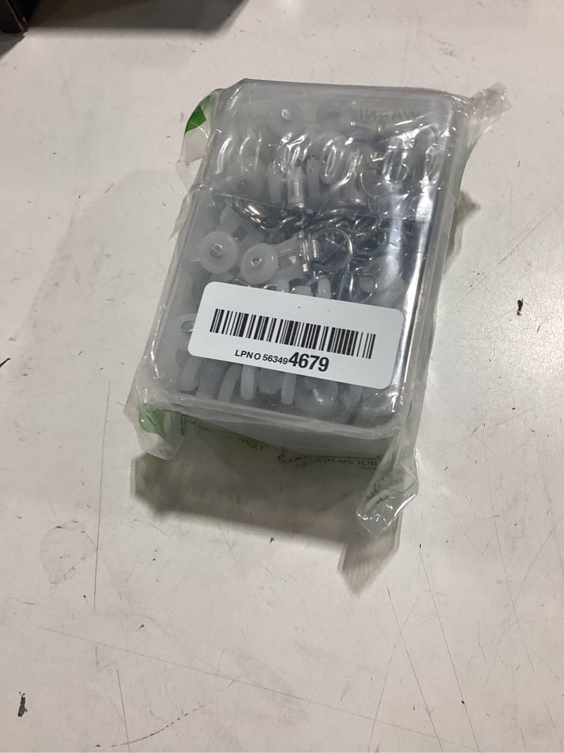 Condition photo showing Good Condition for zonon 100 pcs curtain track roller and hooks kit dual wheel roller carrier ceiling mount gliders stainless steel hooks for ceiling mounted shower curtains, drapes, and room dividers