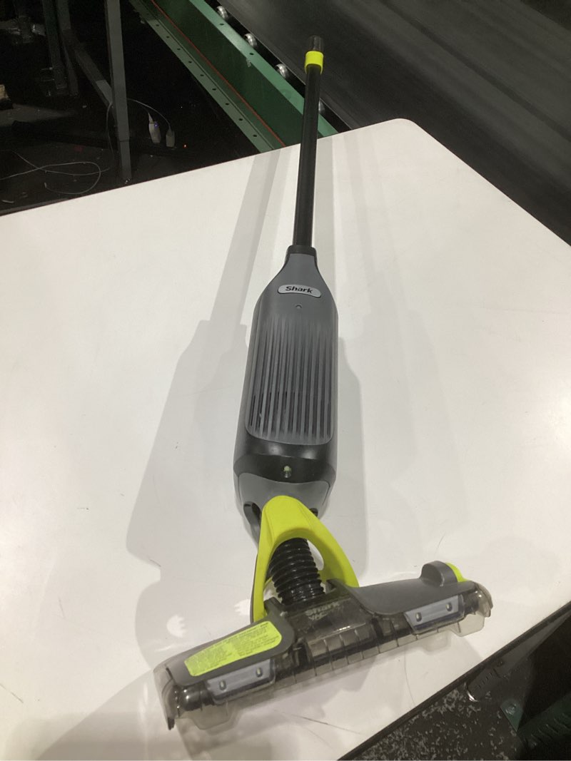 Condition photo showing As Is for (used, not tested, missing parts)shark vacmop cordless hard floor cleaner, vacuum and spray mop, powerful suction, lightweight, led headlights, includes 4 disposable pads, 12oz multi-surface cleaning solution, gray, vm252