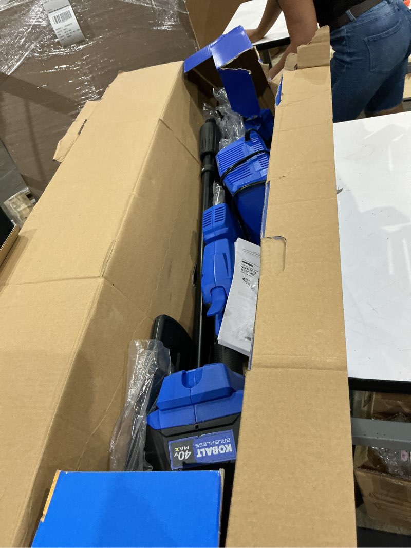 Condition photo showing As Is for kobalt gen4 40-volt 10-in 2.0 ah battery pole saw battery included , charger included