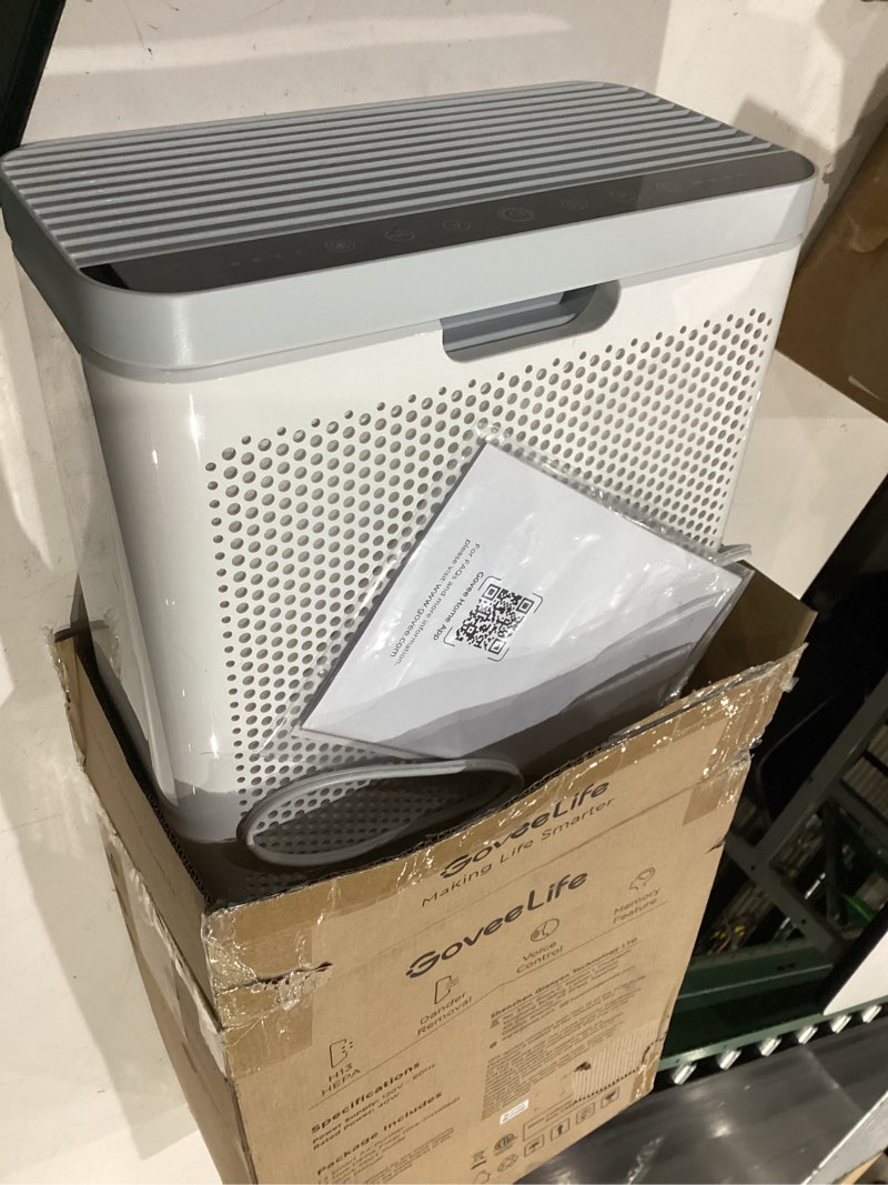 Condition photo showing As Is for goveelife smart air purifier for home large rooms, covers up to 1046 ft², pm2.5 monitor, sleep mode, 3-in-1 filter air purifier with app and alexa control for pet hair, odors, pollen and smoke with pm 2.5 sensor