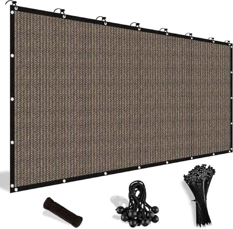 shade&beyond 90% sun shade cloth with grommets, 8' x 12' pergola shade cover canopy, mesh tarp sun screens for patio, outdoor, garden, backyard, mocha