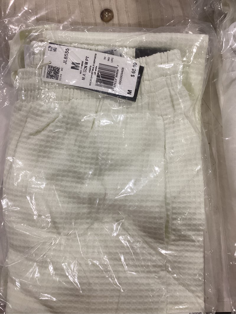 Condition photo showing New/Like New for Adidas Mens All Szn Waffle-Knit Loose Open Hem Pants Medium Off-white