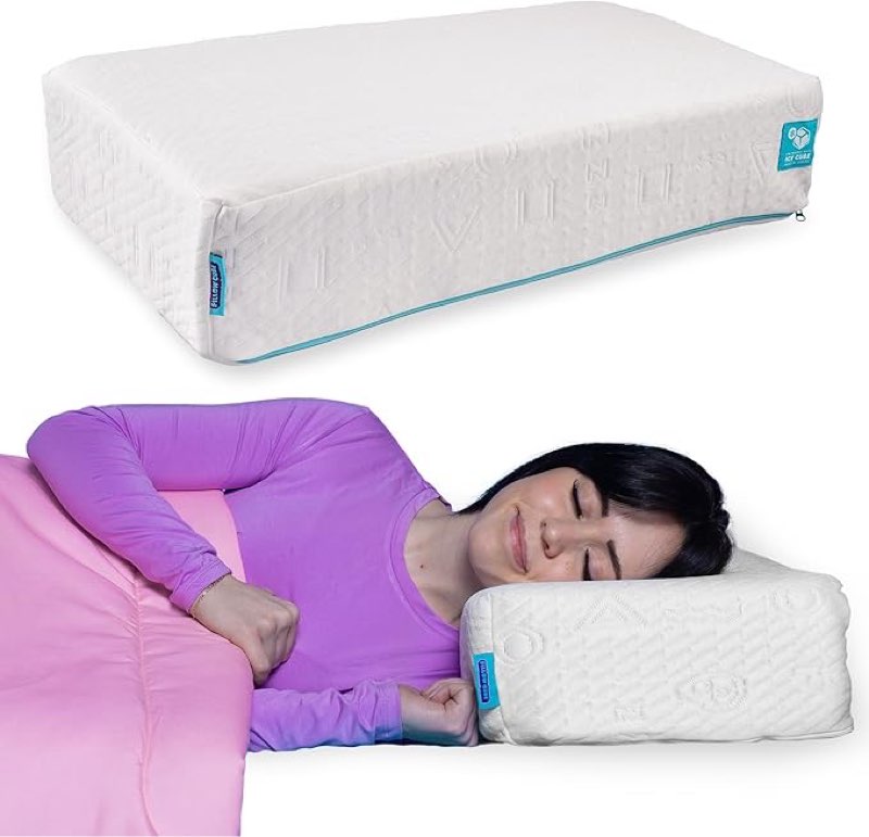 pillow cube ice cube - 5" cube pillows for side sleepers, cooling memory foam pillows for neck and shoulder pain - king, queen, twin 24"x12"x5"