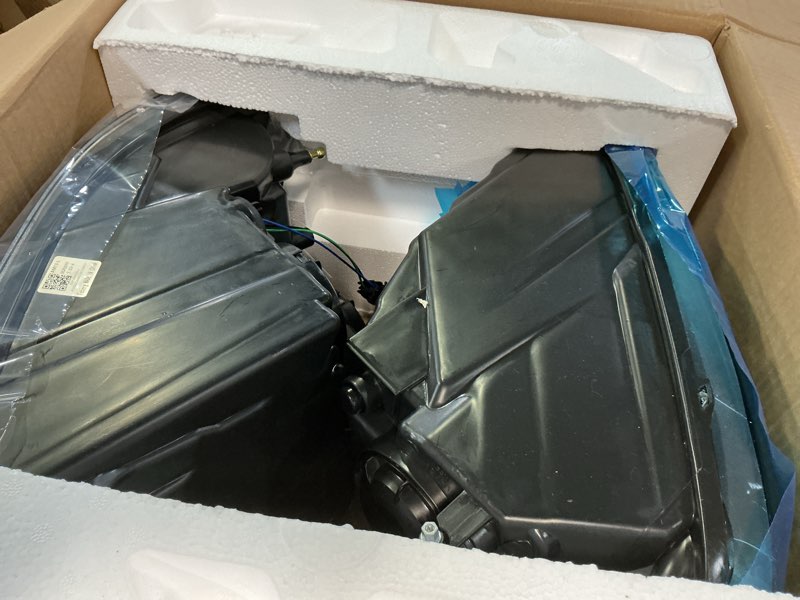 Condition photo showing Good Condition for headlights assembly for 2009-2018 dodge ram 1500/2010-2018 dodge ram 2500/3500 quad and dual style black housing clear reflector replacement driver and passenger side pair c-black housing | clear reflector oe type