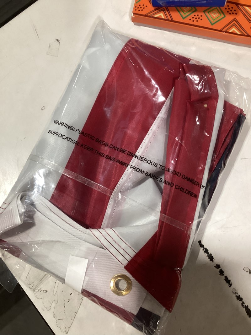 Condition photo showing Good Condition for American Flag for Outside Heavy-Duty US Flag with Embroidered Stars Reinforced Material USA Flag Built for Outdoors Sewn Stripes UV Protection Brass Grommets (3x5 ft) 3x5 FT (USA)