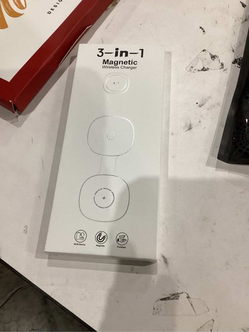 Condition photo showing New/Like New for Wireless Charger iPhone Charging Station - 3-in-1 Magnetic MagSafe Charger Multiple Devices for Apple, 15W Fast Charging Foldable Travel Charging Pad for iPhone 17/16/15/14/13/12, AirPods, Apple Watch Black