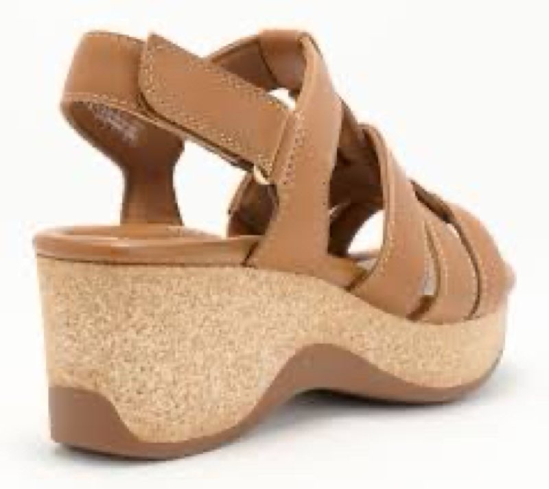 Clarks Women's Casual Wedge Sandal, Tan, 12 Wide