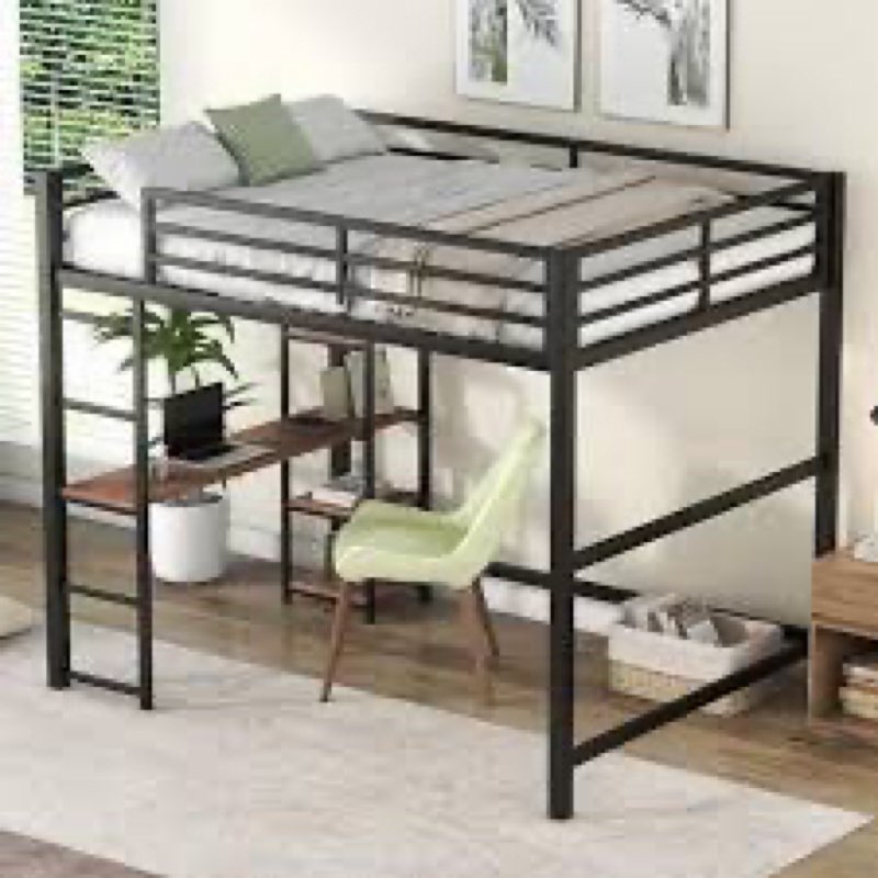 Nyaktjut loft bedvblack +natural Metal Storage Bed  twin 