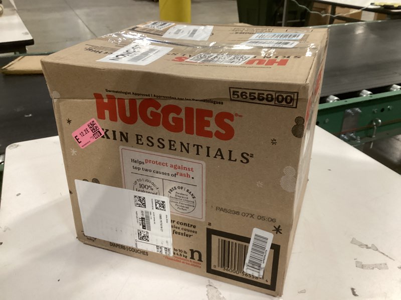 Condition photo showing New/Like New for Huggies Size Newborn Diapers, Skin Essentials Baby Diapers, Size Newborn (6-9 lbs), 180 Count (3 Packs of 60), Packaging May Vary Newborn 180