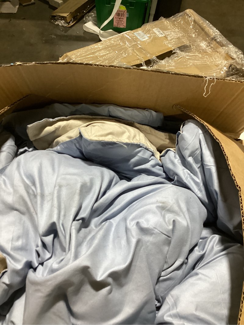 Condition photo showing As Is for modern threads down alternative reversible comforter blue/cream queen queen 07 blue/cream