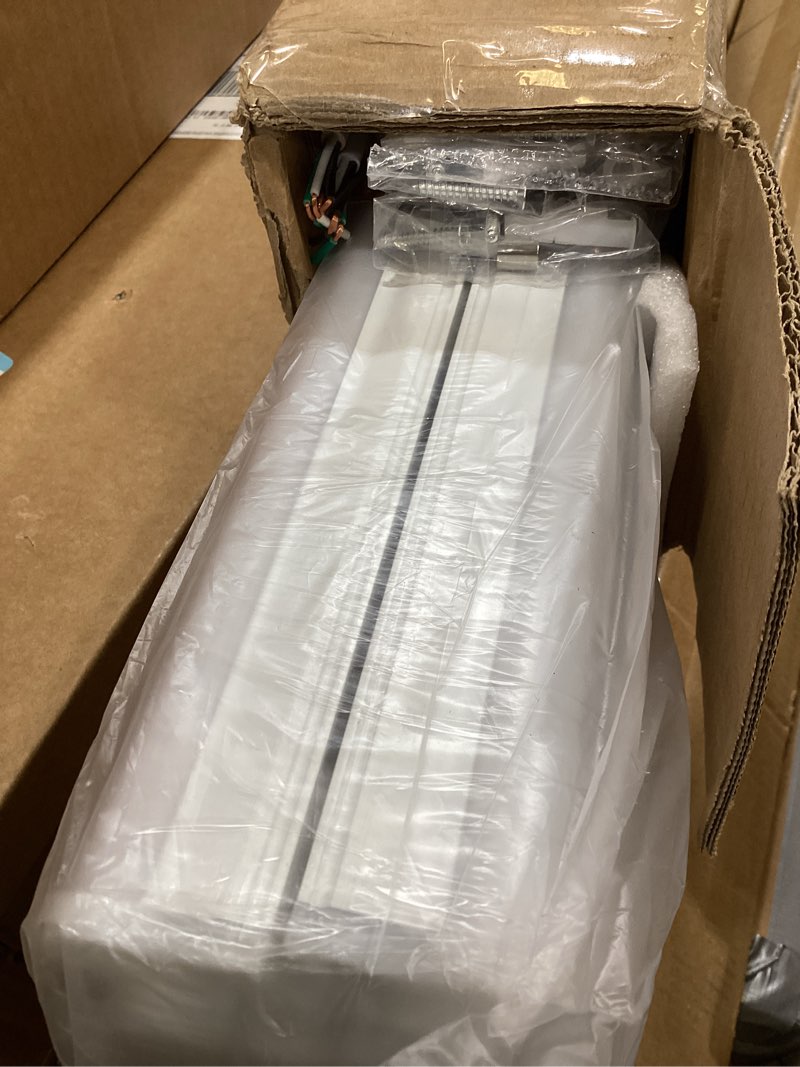 Condition photo showing As Is for pak 4ft led shop lights, 2300lm 6500k cool white, 20w energy efficient linkable ceiling and under cabinet lighting, t5 integrated utility fixture for garage, workshop, basement, fcc certified, 8 pack white 4ft 6500k-8 pack