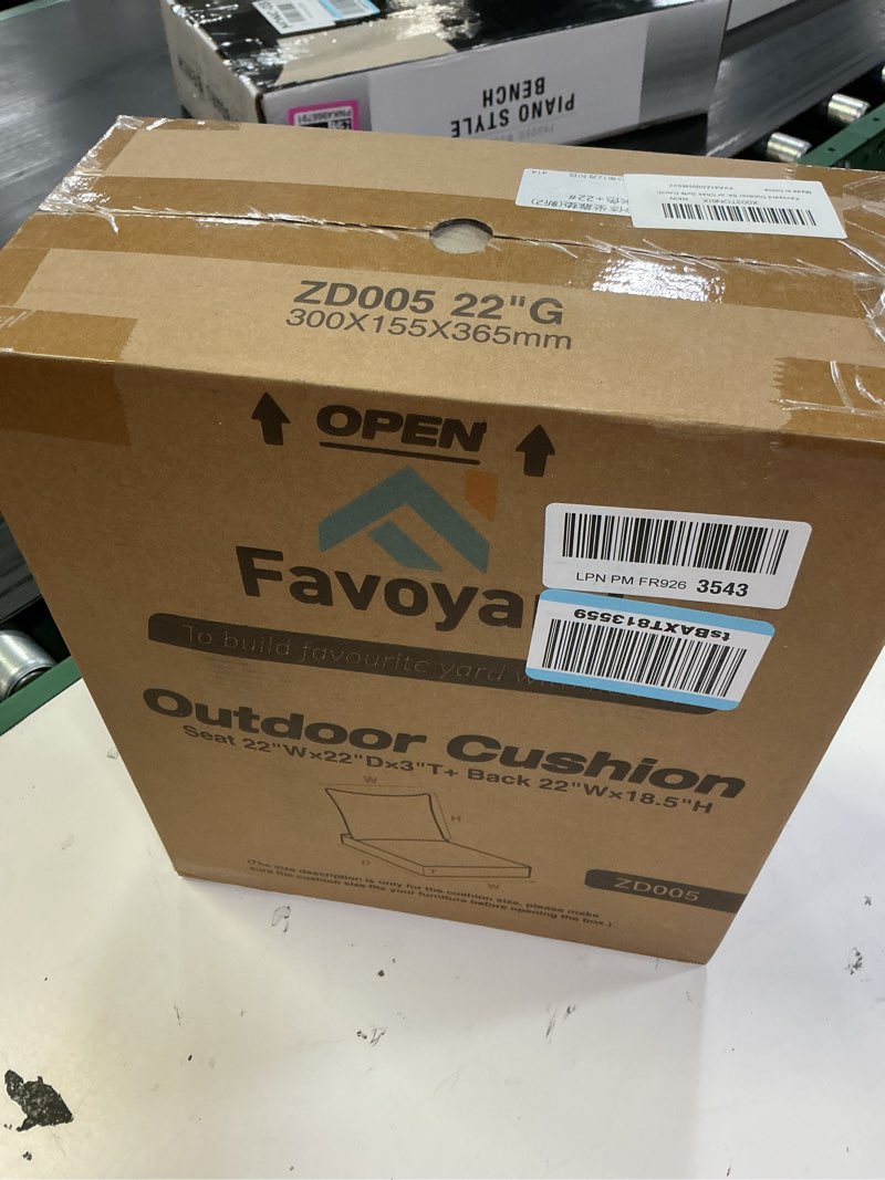 Condition photo showing New/Like New for favoyard outdoor seat cushion set 22 x 22 inch waterproof & fade resistant patio furniture cushions with removable cover deep seat & back cushion with handle and adjustable straps for chair sofa couch beige 22 x 22 inch