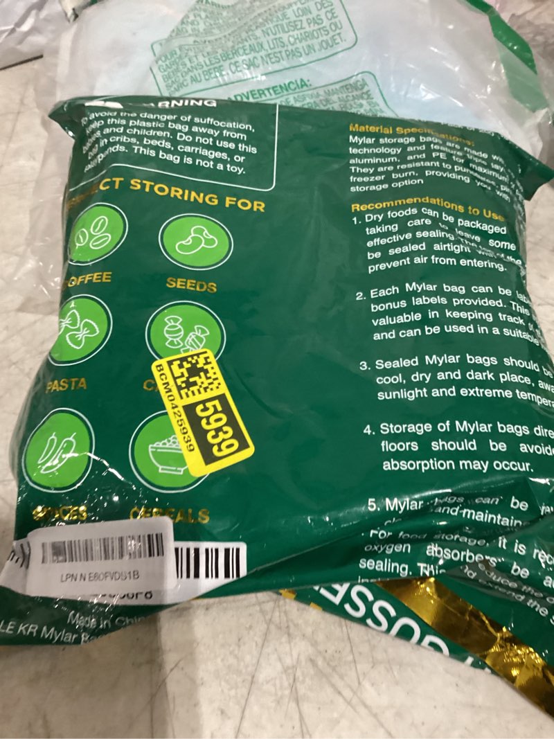 Condition photo showing Good Condition for belle kr® 4x6 mylar bags for food storage with 7.5mil thickness - pack of 200 self-stand-up clear front mylar bags with label stickers -1/2 pint resealable bags for packaging