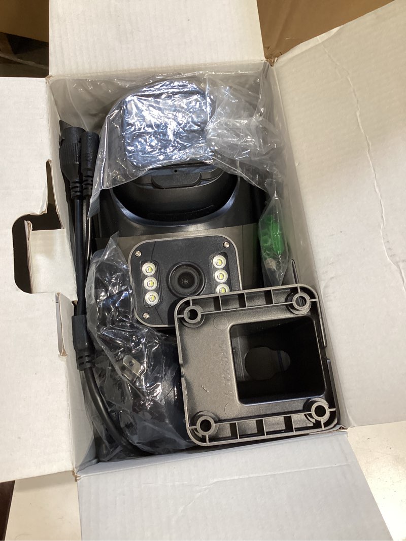 Condition photo showing Good Condition for outdoor camera, dual lens ptz 6mp security camera outdoor, 6x digital zoom, auto tracking, color night vision, 5g/2.4g dual-band wifi, plug-in power, 2-way audio, ip66 waterproof black