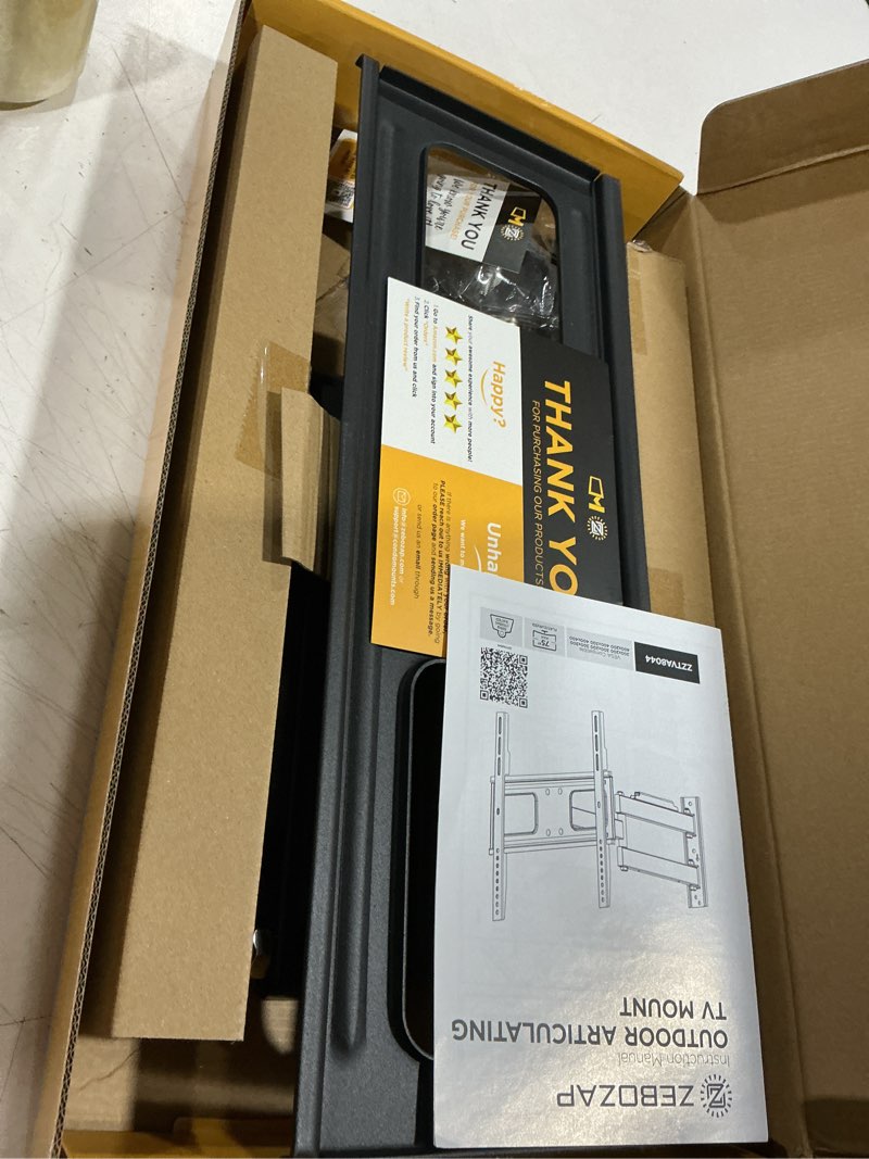 Condition photo showing Good Condition for zebozap zztva8044 outdoor tv mount | weather proof - mount on vinyl siding, stucco, brick and stone for patio, backyard | holds 154lbs upto 70" tv 32"-70" tv outdoor wall - full motion