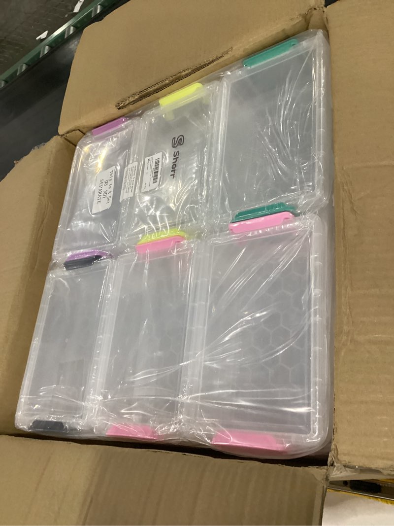 Condition photo showing New/Like New for sherr 24 pcs clear pencil boxes bulk classroom 8.8 x 5.5 x 2.7 inch extra large plastic hard pencil case crayon box bulk marker organizer stackable containers with lid for art craft