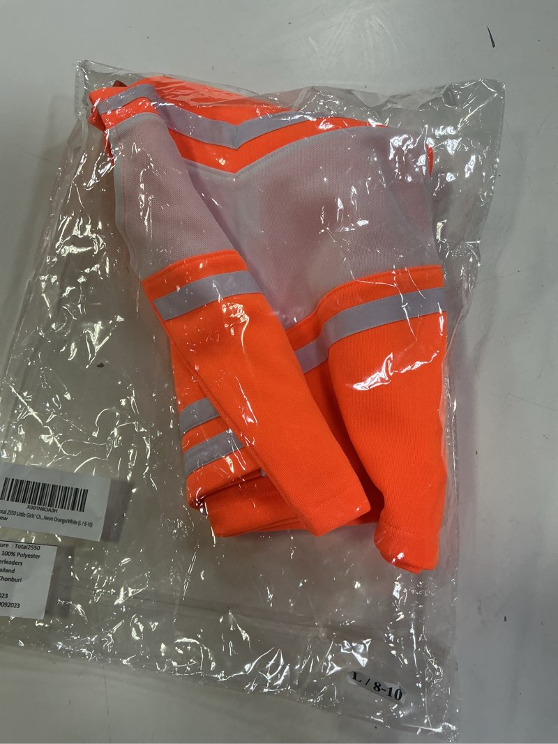 Condition photo showing New/Like New for Kids/Girls' Cheerleader Costume Uniform Cheerleading Children Dress Outfit Halloween L / 8-10 Years Neon Orange/White