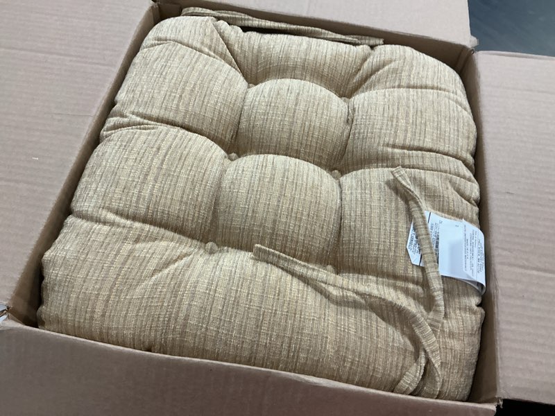 Condition photo showing Good Condition for klear vu the gripper non-slip rocking chair cushion set with thick padding, includes seat pad & back pillow with ties for indoor living room rocker, 17x17 inches, 2 piece set, sand chenille sand 2 piece set