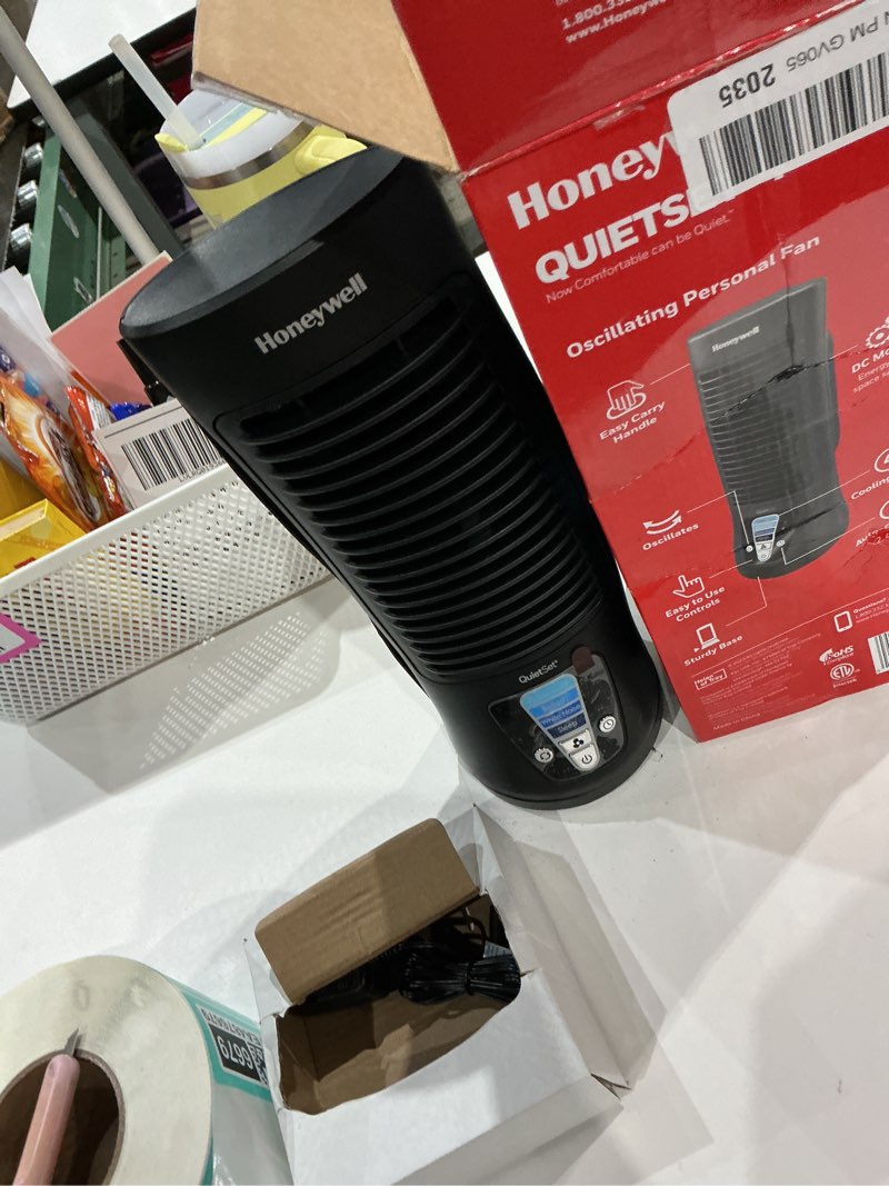 Condition photo showing As Is for honeywell htf210b quietset personal table fan, black – oscillating personal fan with quiet operation and 4 levels of power and sound