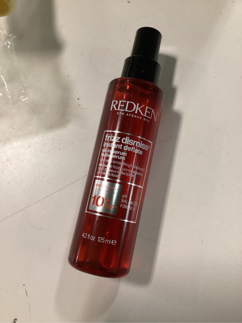 Condition photo showing As Is for Redken Frizz Dismiss Instant Deflate Sulfate-Free Oil-In-Serum For Frizzy Hair - Enhances Smoothness and Shine With Babassu Oil 4.2 Fl Oz (Pack of 1)