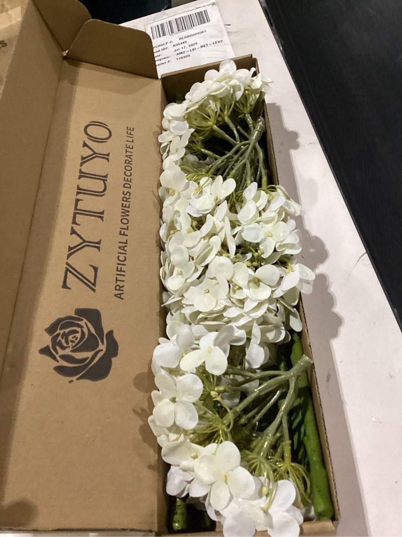 Condition photo showing New/Like New for zytuyo 20 inches 4 pcs ivory white real touch hydrangea artificial flowers boho lifelike real looking latex hydrangeas flower with long stem for home decor spring table centrepiece