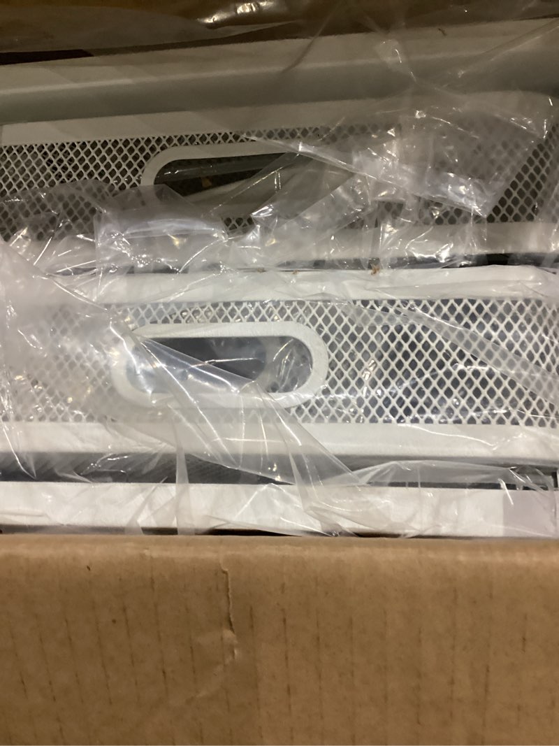 Condition photo showing As Is for 2 Pack Under Sink Organizer With Next-Gen Ball-Bearing Slides,2-Tier Precision Mesh Pull Out Cabinet Drawers Storage for Bathroom&Kitchen,Height Adjustable Shelf,Rust-resistant-Patent Pending White 2 Pack-15.5"Dx12.4"-16.5"H