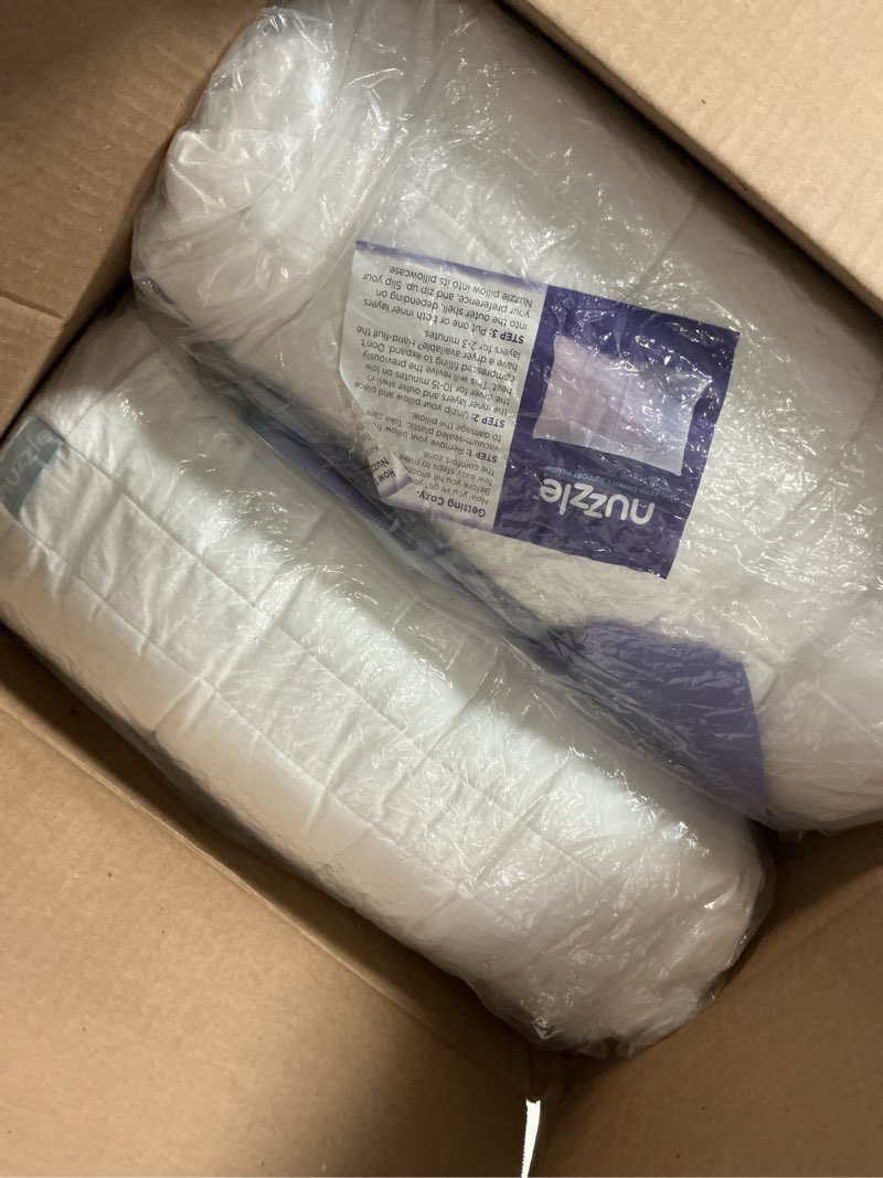 Condition photo showing Good Condition for Nuzzle Cooling Adjustable Pillow for Side Sleepers, Luxury Standard Size Set of 2 Bed Pillow Hotel Collection - Best Adjust Height Soft Firm Pillow for Back, Stomach or Side Sleepers - Home Gifts Standard SIze (Set of 2) White