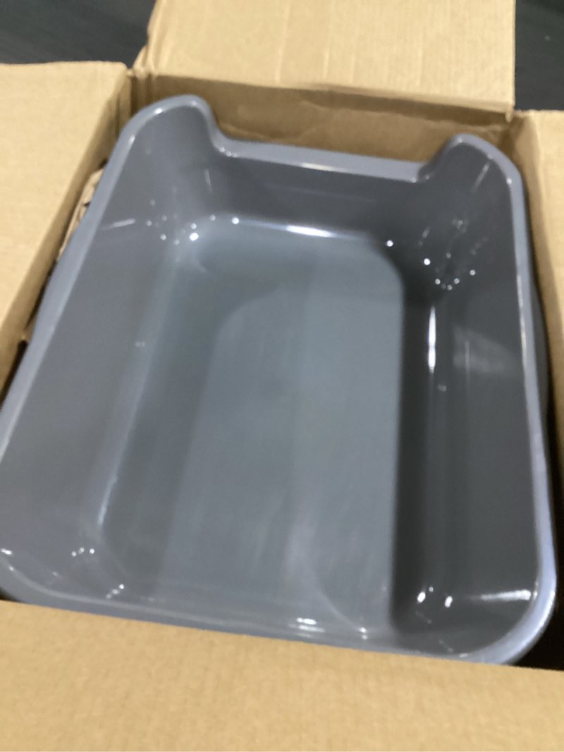 Condition photo showing As Is for 1 pack of extra large cat litter box (abs material), low entry senior litter pen for geriatric kitty big cats, jumbo pet safe litter boxes tray for indoor pets potty (gray, 20" l x 15.5" w) small (pack of 1) dark gray