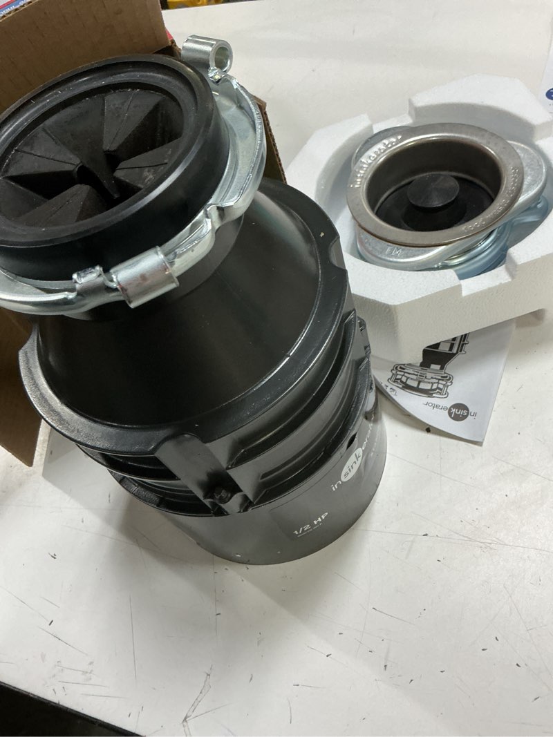 Condition photo showing As Is for insinkerator badger 5xl continuous feed 1/2-hp septic safe corded garbage disposal