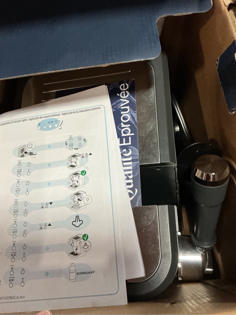 Condition photo showing As Is for de’longhi classic espresso machine with milk frother, 15-bar pump & temperature control - barista coffee maker kit for espresso, latte, cappuccino & iced