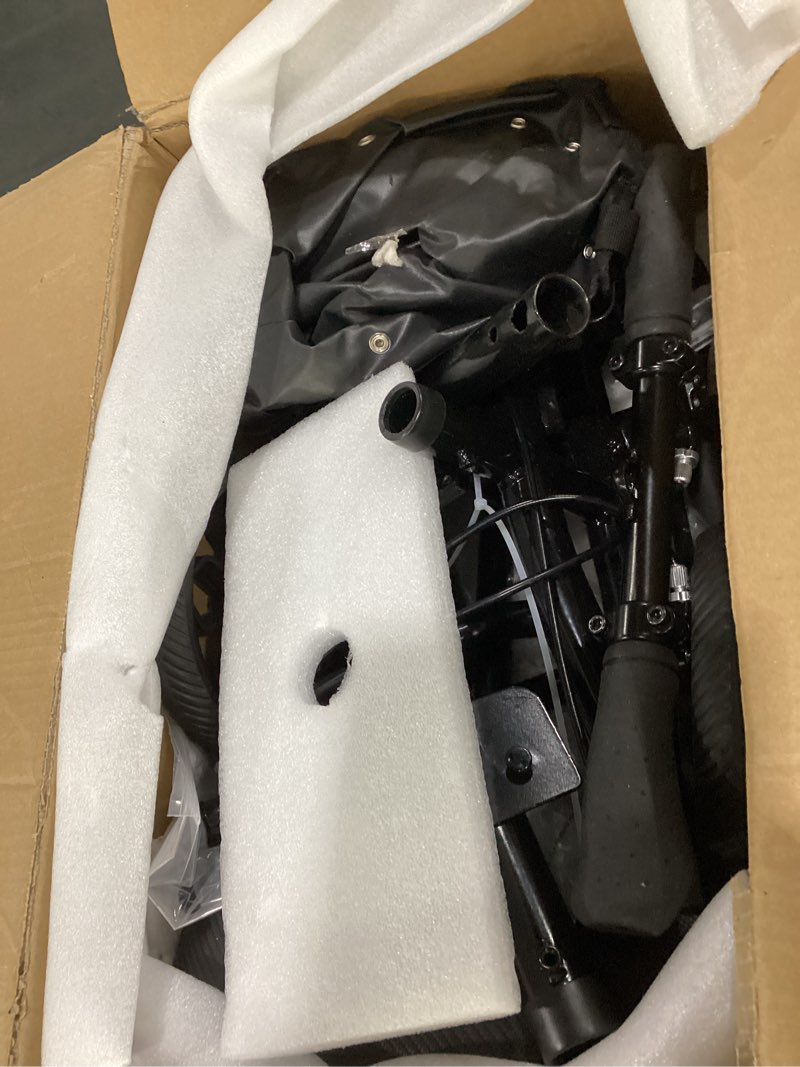 Condition photo showing As Is for Fvzzin Lightweight Knee Scooter Crutch Alternative, Foldable & Adjustable Knee Scooter for Adults for Foot Surgery, Steerable Knee Walker with Detachable Basket, Includes DIY Stickers-Metallic Black