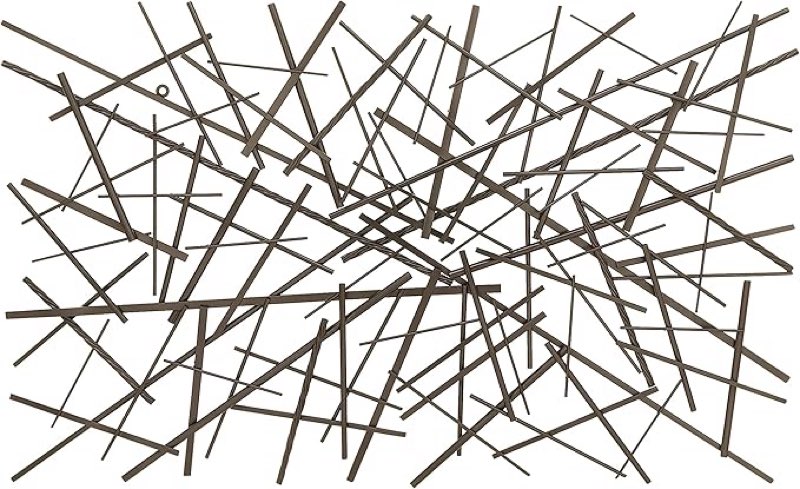 Deco 79 Metal Geometric Home Wall Decor Overlapping Lines Wall Sculpture, Wall Art 48" x 2" x 30", Dark Gray