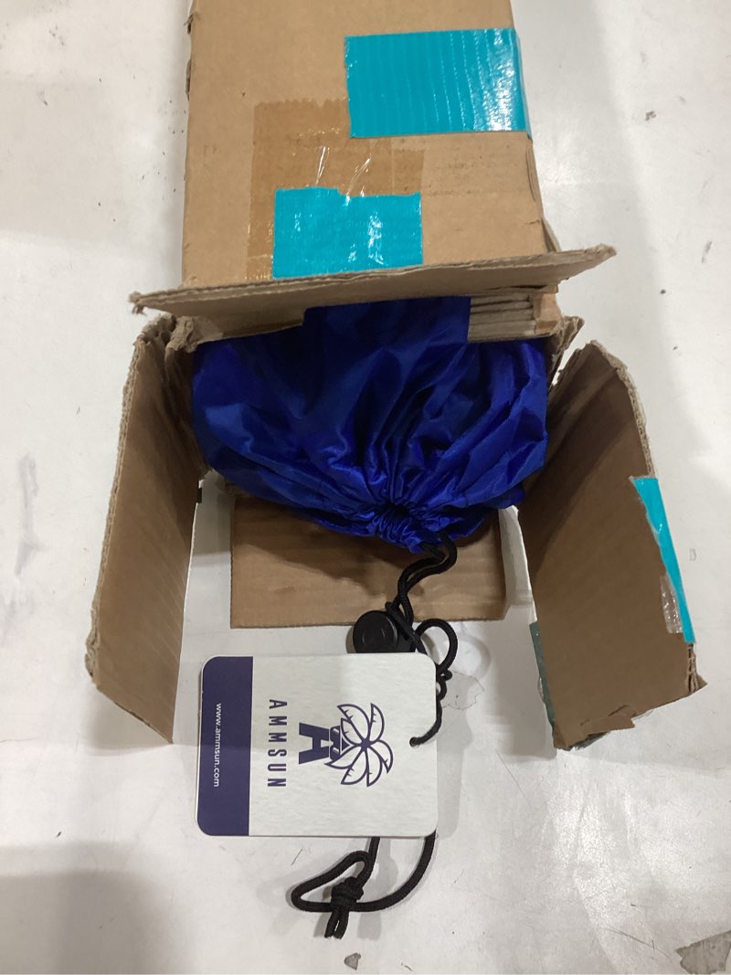 Condition photo showing New/Like New for AMMSUN 6.5ft twice folded Portable beach umbrella with sand anchor windproof, Push Button Tilt and Air vent UPF 50+ Protection Fits in a large Suitcase for Patio Garden Beach Pool Backyard Blue 6.5ft Blue