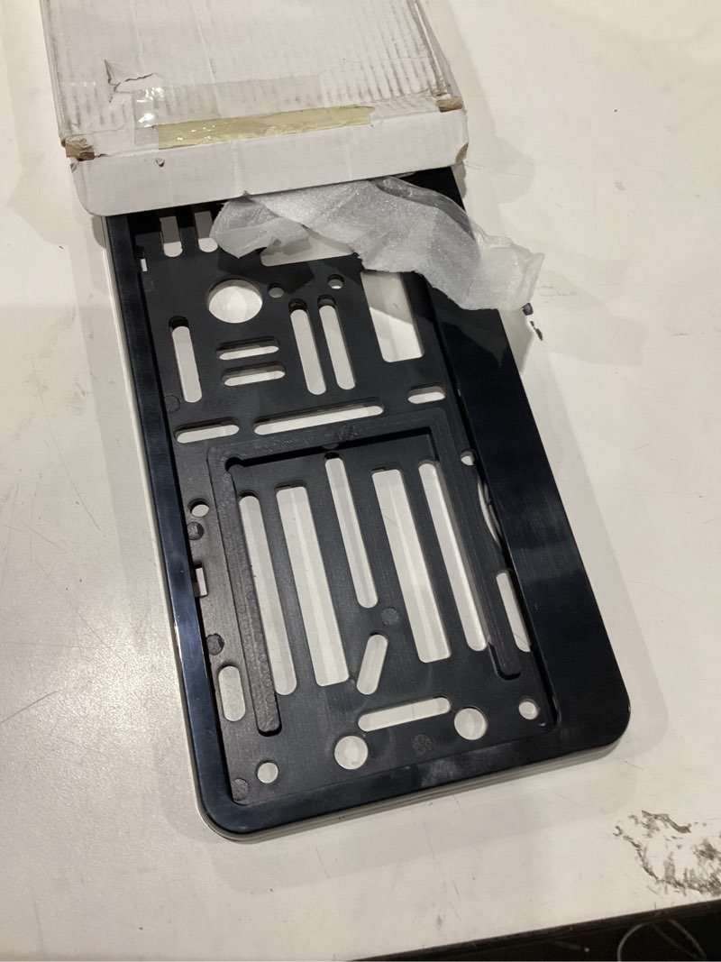 Condition photo showing As Is for blvd-lpf obey your luxury standard black euro license plate holder - universal mounting frame/bracket