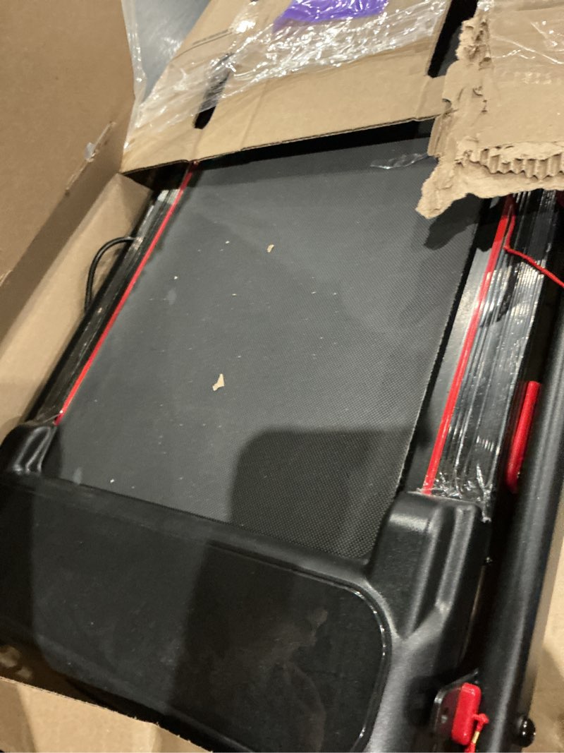 Condition photo showing As Is for umay fitness treadmill with 20-  for home auto folding with pulse sensors,quiet brushless, ma mph black-